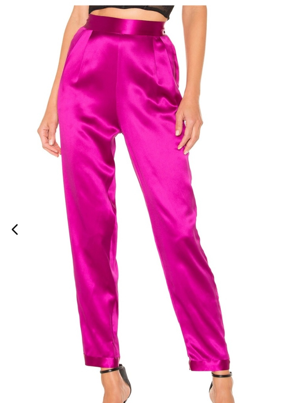 Fleur du Mal 100% Silk Satin Tuxedo Pants Trouser Crop Jewel Pink Size Small